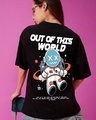 Shop Women's Black Be Curious Graphic Printed Oversized T-shirt-Front