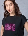 Shop Women's Black People Typography Oversized T-Shirt Dress
