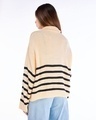 Shop Women's Beige & Black Striped Oversized Sweater-Full