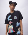 Shop Women's Black Bello Minion Graphic Printed Oversized T-shirt-Front