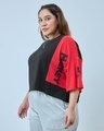 Shop Women's Black & Red Smiling Mickey Graphic Printed Oversized Plus Size Short Top-Design