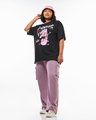 Shop Women's Black Beware of the Dog Graphic Printed Oversized Plus Size T-shirt-Full