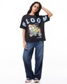 Shop Women's Black Bloom Minion Graphic Printed Oversized T-shirt