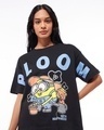 Shop Women's Black Bloom Minion Graphic Printed Oversized T-shirt