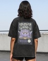 Shop Women's Black Blooming Graphic Printed Oversized Acid Wash T-shirt-Front