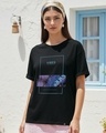 Shop Women's Black Blue Vibes Graphic Printed Boyfriend T-shirt-Front