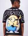 Shop Women's Black Born To Be Awesome Graphic Printed Oversized T-shirt-Front