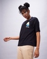 Shop Women's Black Born To Be Awesome Graphic Printed Oversized T-shirt-Full