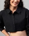 Shop Women's Black Boxy Fit Crop Shirt