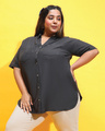 Shop Women's Black Boxy Fit Plus Size Shirt-Design