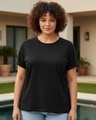 Shop Women's Black Boyfriend Plus Size T-shirt-Front