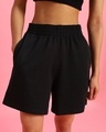 Shop Women's Black Boyfriend Shorts-Front