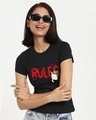 Shop Women's Black Breaking The Rules Today Slim Fit T-shirt-Front