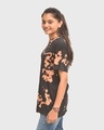 Shop Women's Black & Brown Tie & Dye Relaxed Fit T-shirt-Full