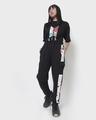 Shop Women's Black BTS Doodle Printed Relaxed Fit Cargo Joggers-Full