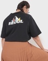 Shop Women's Black BTS Seoul Typography Plus Size Oversized T-shirt-Front