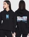 Shop Women's Black BTS Tour Graphic Printed Oversized Hoodie-Front