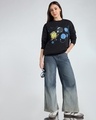 Shop Women's Black Bubble Burst Graphic Printed Oversized Sweatshirt
