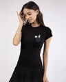 Shop Women's Black Bunny Rabbit Pocket Slim Fit T-shirt-Design