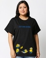 Shop Women's Black Busy Doing Nothing Graphic Printed Plus Size Boyfriend T-shirt-Front