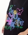 Shop Women's Black Butterflies Colorful Graphic Printed Oversized T-shirt