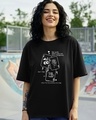 Shop Women's Black Cards Graphic Printed Oversized T-shirt-Front