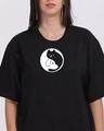 Shop Women's Black Cat Dog Graphic Printed Oversized T-shirt-Full