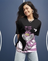 Shop Women's Black Cat Graphic Printed Oversized T-shirt-Front