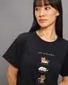 Shop Women's Black Cat O'Clock Graphic Printed Boyfriend T-shirt