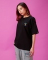 Shop Women's Black Catsronaut Graphic Printed Oversized T-shirt-Design