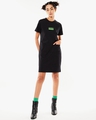 Shop Women's Black Caution Typography Fashion Dress-Full