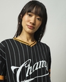 Shop Women's Black Champ Graphic Printed Oversized Plus Size T-shirt