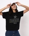 Shop Women's Black Chandigarh Typography Boyfriend T-shirt-Front