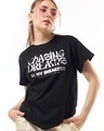 Shop Women's Black Chasing Dreams Graphic Printed Boyfriend T-shirt-Front