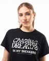 Shop Women's Black Chasing Dreams Graphic Printed Boyfriend T-shirt