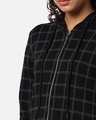 Shop Women's Black Checked Hooded Jacket