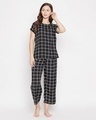 Shop Pack of 2 Women's Black Checked Top & Pyjama Set