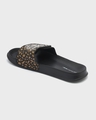 Shop Women's Black Cheetah Printed Velcro Sliders-Design