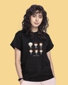 Shop Women's Black Chibi Friends Boyfriend T-shirt-Front
