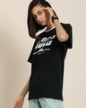 Shop Women's Black Chill Vibes Typography Oversized T-shirt-Design