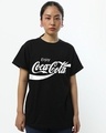 Shop Women's Black Coca - Cola Basic Logo Printed Boyfriend T-shirt-Front