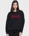 Shop Women's Black Coca-Cola Typography Oversized Sweatshirt-Front