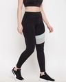 Shop Women's Black Color Block Slim Fit Activewear Tights-Design