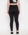 Shop Women's Black Color Block Slim Fit Activewear Tights-Full