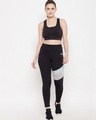 Shop Women's Black Color Block Slim Fit Activewear Tights