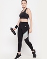 Shop Women's Black Color Block Slim Fit Activewear Tights