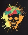 Shop Women's Black Colourful Skull Graphic Printed Hoodie-Full