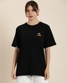 Shop Women's Black Coming Up Graphic Printed Oversized T-shirt-Design