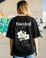 Shop Women's Black Consistent Graphic Printed Oversized T-shirt-Front
