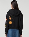 Shop Women's Black Cosmic Culture Graphic Printed Oversized Crop Hoodies-Full